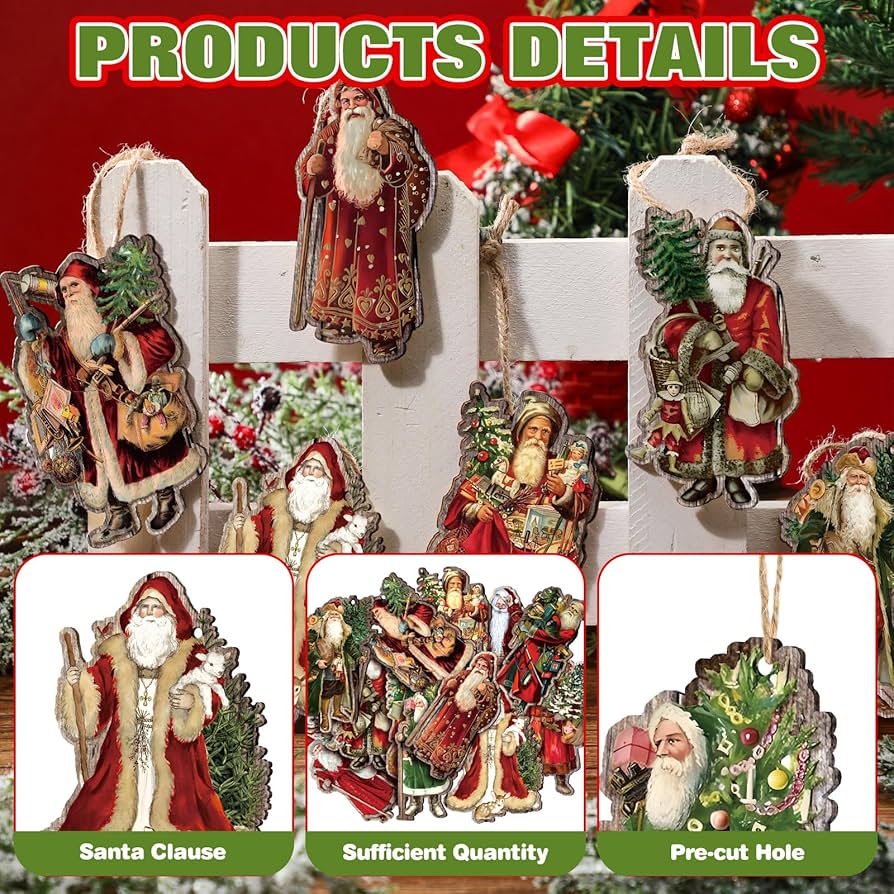 Amazon.com: Suzile 36 Pcs Christmas Wooden Ornaments Vintage